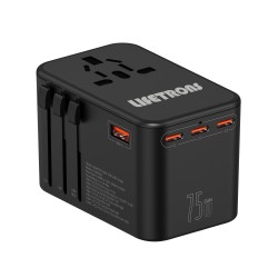 LIFETRONS ✨75W GaN Travel Adapter 3-Type-C 2-USB Charge for US, UK, Europe, AU, Asia Over 200 Countries 100-240V Converter