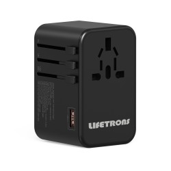 LIFETRONS ✨75W GaN Travel Adapter 3-Type-C 2-USB Charge for US, UK, Europe, AU, Asia Over 200 Countries 100-240V Converter