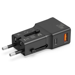 LIFETRONS✈️ 20W Travel Adapter Mini portable 1-Type-C 1-USB Charge Cable Over Countries 100-240V Converter